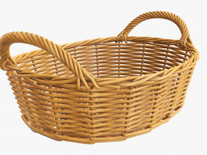 wicker basket with handles medium brown oval Modelo 3D