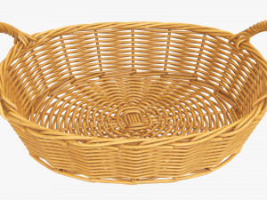wicker basket with handles medium brown oval Modelo 3D