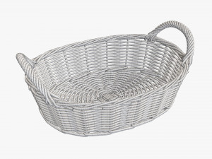 wicker basket with handles medium brown oval Modelo 3D