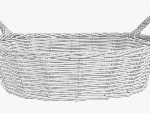 wicker basket with handles medium brown oval Modelo 3D