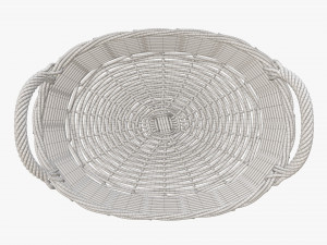 wicker basket with handles medium brown oval Modelo 3D