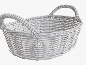 wicker basket with handles medium brown oval Modelo 3D