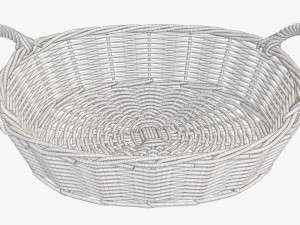 wicker basket with handles medium brown oval Modelo 3D