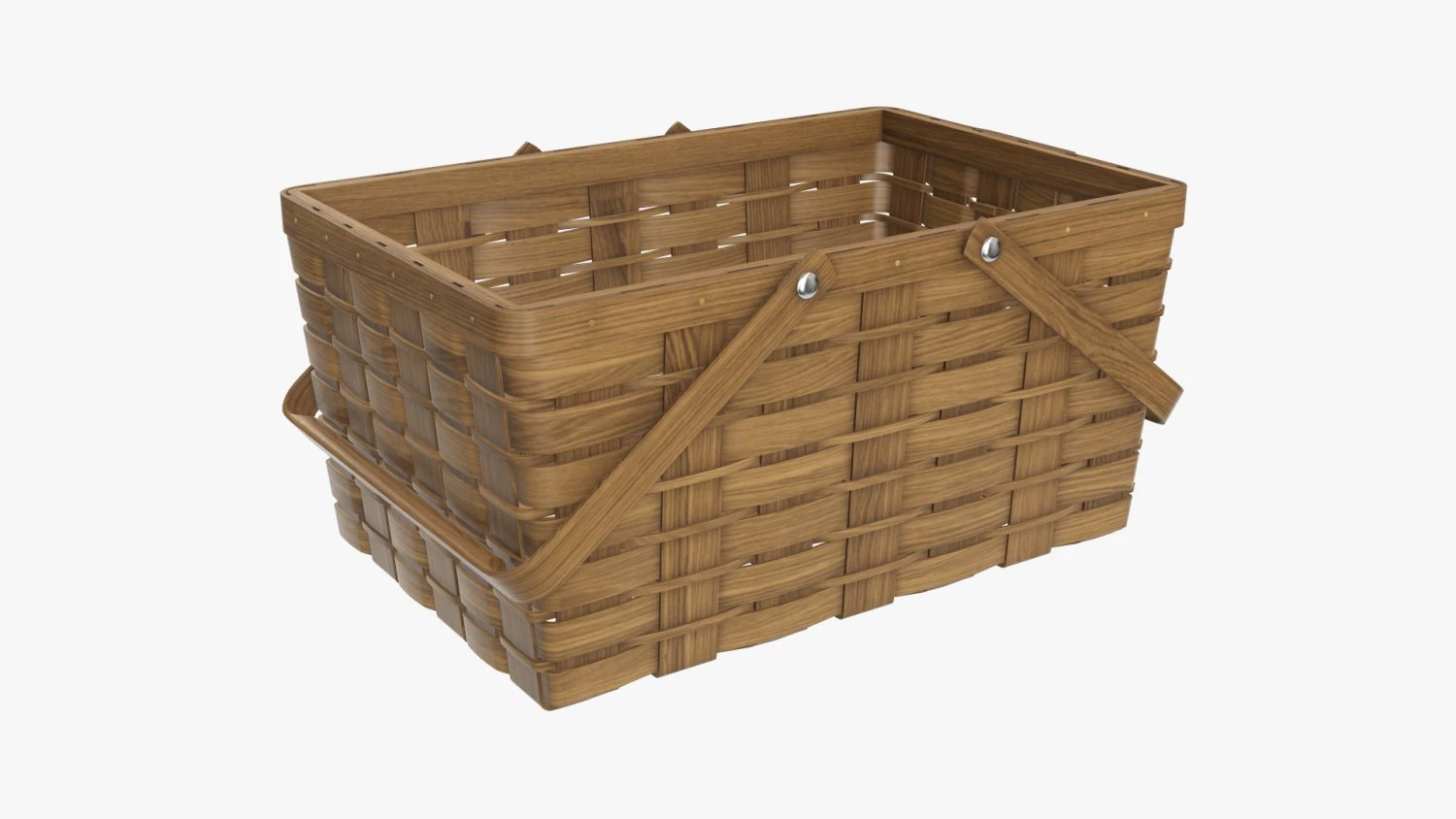 wicker basket picnic with handles dark brown 3D Model .c4d .max .obj .3ds .fbx .stl .blend