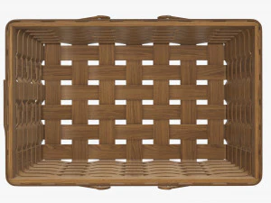 wicker basket picnic with handles dark brown 3D Model