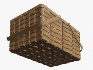 wicker basket picnic with handles dark brown Modelo 3D