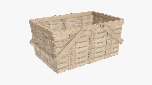 wicker basket picnic with handles light brown 3D Model .c4d .max .obj .3ds .fbx .stl .blend 