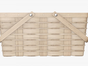 wicker basket picnic with handles light brown 3D Model