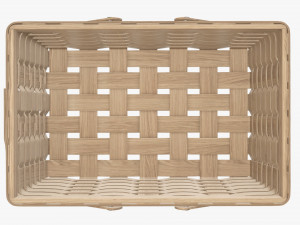 wicker basket picnic with handles light brown 3D Model