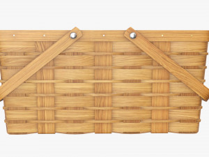 wicker basket picnic with handles medium brown 3D Модель
