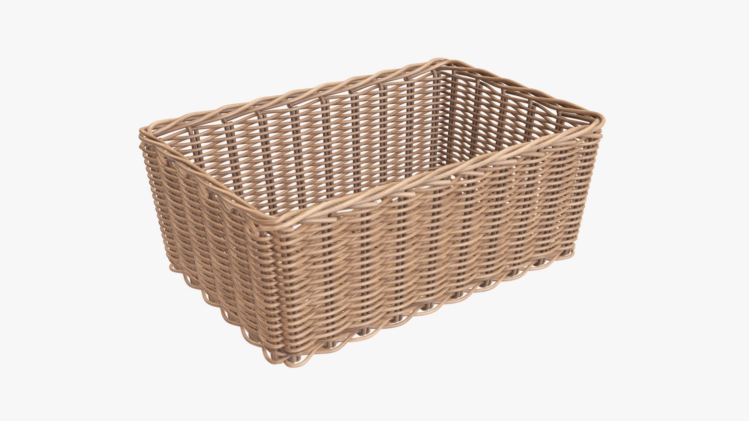 Wicker Basket 01 Light Brown Rectangular 3d Model In Household