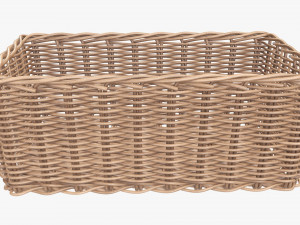 wicker basket 01 light brown rectangular Model 3D