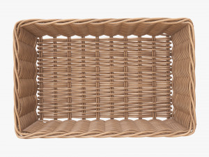 wicker basket 01 light brown rectangular Model 3D
