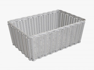 wicker basket 01 light brown rectangular Model 3D