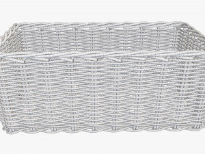 wicker basket 01 light brown rectangular Model 3D