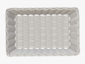 wicker basket 01 light brown rectangular Model 3D