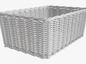 wicker basket 01 light brown rectangular Model 3D