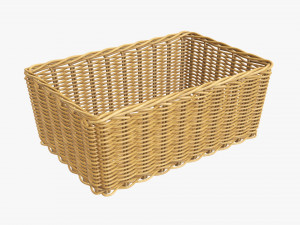 wicker basket 01 medium brown rectangular 3D Model