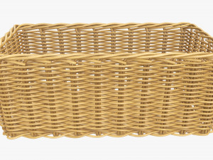 wicker basket 01 medium brown rectangular Model 3D