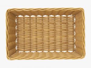 wicker basket 01 medium brown rectangular Model 3D