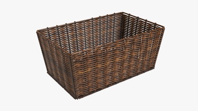 wicker basket 02 dark brown rectangular 3D 모델 .c4d .max .obj .3ds .fbx .stl .blend 