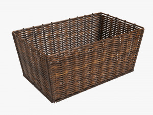wicker basket 02 dark brown rectangular 3D Model