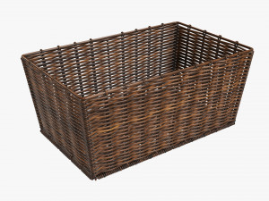 wicker basket 02 dark brown rectangular Modelo 3D