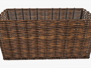 wicker basket 02 dark brown rectangular 3D Model