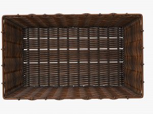wicker basket 02 dark brown rectangular 3D 모델