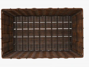 wicker basket 02 dark brown rectangular 3D Model