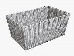 wicker basket 02 dark brown rectangular 3D Model