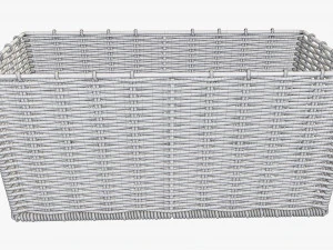 wicker basket 02 dark brown rectangular 3D Model