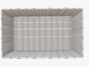 wicker basket 02 dark brown rectangular 3D Model