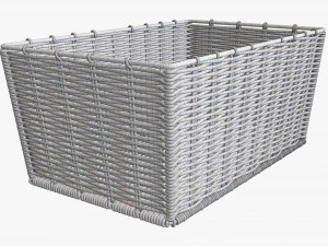 wicker basket 02 dark brown rectangular 3D Model