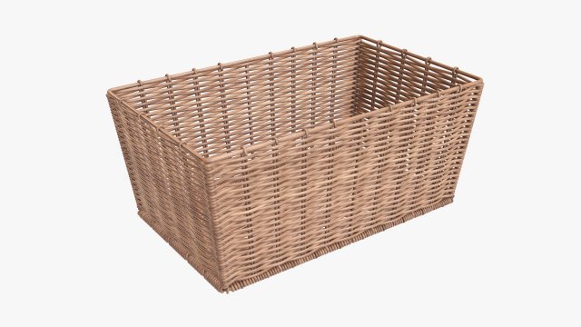 wicker basket 02 light brown rectangular 3D-Modell .c4d .max .obj .3ds .fbx .stl .blend 