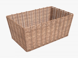 wicker basket 02 light brown rectangular Modelo 3D