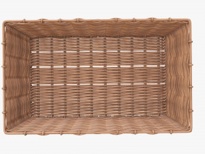 wicker basket 02 light brown rectangular 3D-Modell