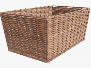 wicker basket 02 light brown rectangular 3D-Modell