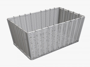 wicker basket 02 light brown rectangular 3D-Modell