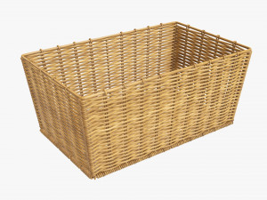 wicker basket 02 medium brown rectangular 3Dモデル