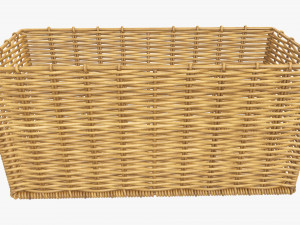 wicker basket 02 medium brown rectangular Model 3D