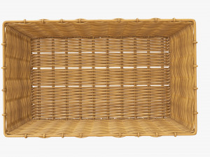 wicker basket 02 medium brown rectangular Model 3D