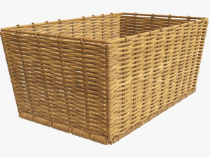 wicker basket 02 medium brown rectangular Model 3D