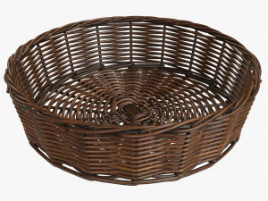 wicker basket dark brown round 3D Model