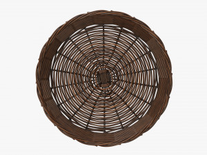 wicker basket dark brown round Model 3D