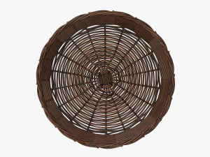 wicker basket dark brown round 3D Model