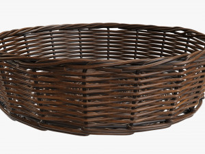 wicker basket dark brown round Model 3D