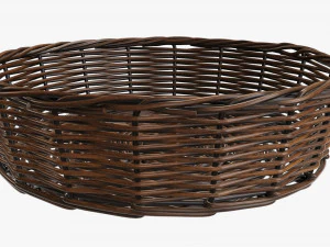 wicker basket dark brown round 3D Model