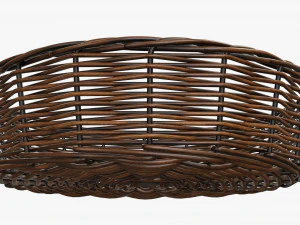 wicker basket dark brown round 3D Model