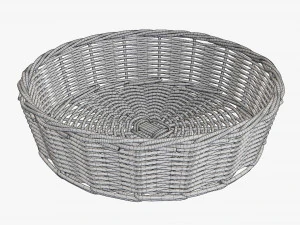 wicker basket dark brown round 3D Model